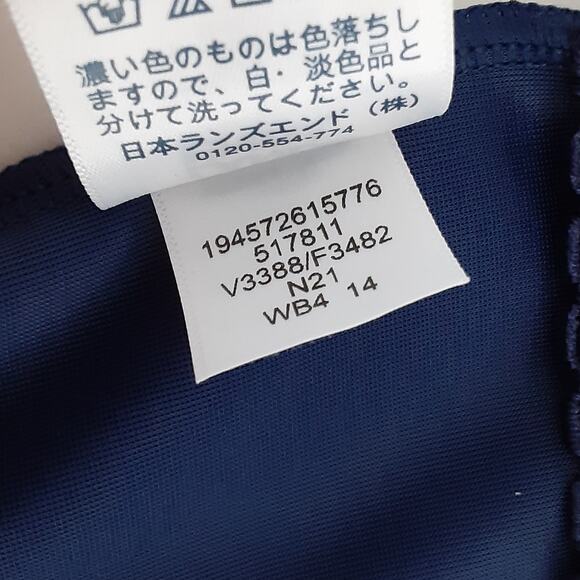 Lands End One Piece Swimsuit Womens 14 Tummy Control Navy Blue Teal Ombré Ripple - Picture 6 of 8